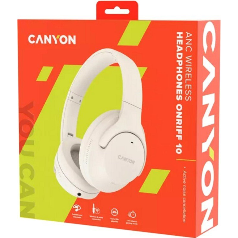 Навушники Canyon OnRiff 10 ANC Bluetooth Beige (CNS-CBTHS10BG)