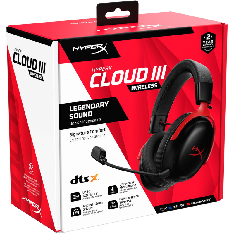 Навушники HyperX Cloud III WL USB-A/USB-C Black/Red (77Z46AA)