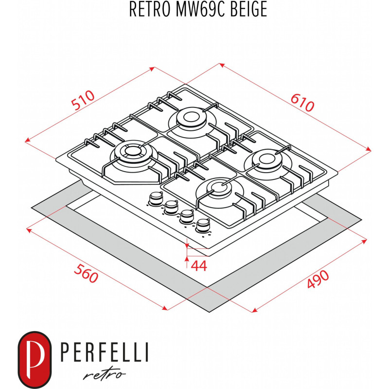 Hone поверхня perfelli retro mw69c beige