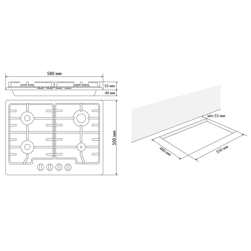 Варильна поверхня ELEYUS GRACIA 60 WH CF