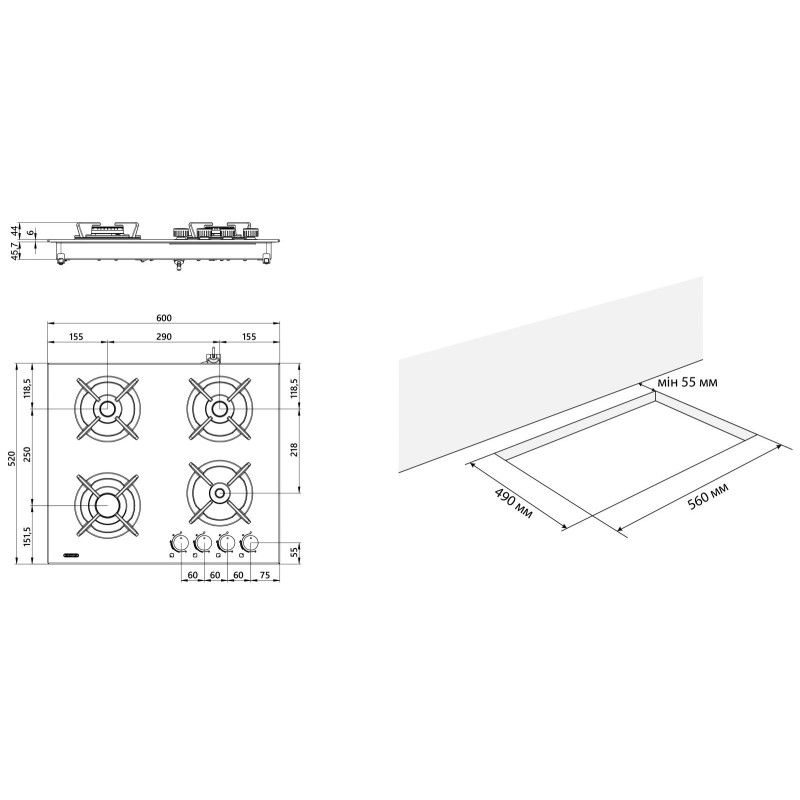Варильна поверхня ELEYUS ASTRA 60 WH CF