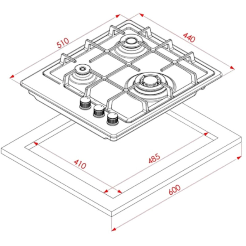 Варильна поверхня ELEYUS RIO 45 WH CF