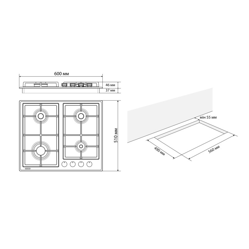 Варильна поверхня ELEYUS SILVA 60 BG +RB CF