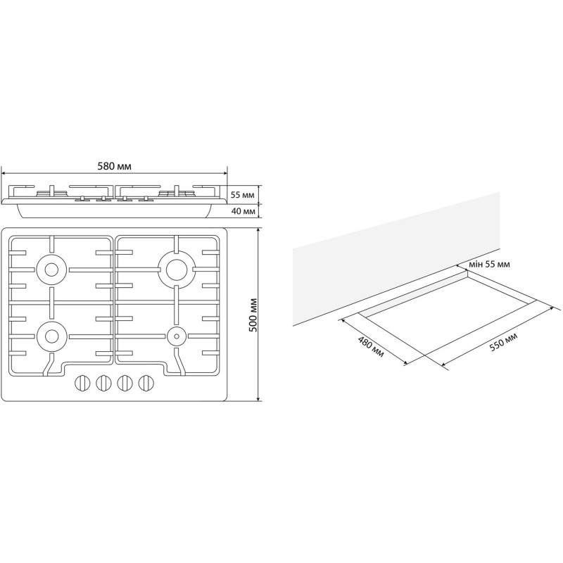 Варильна поверхня ELEYUS GRACIA 60 WH EF