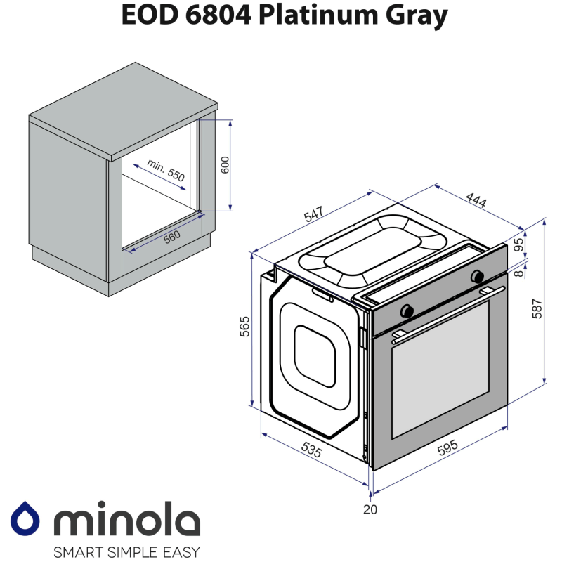 Духова шафа Minola EOD 6804 Platinum Gray