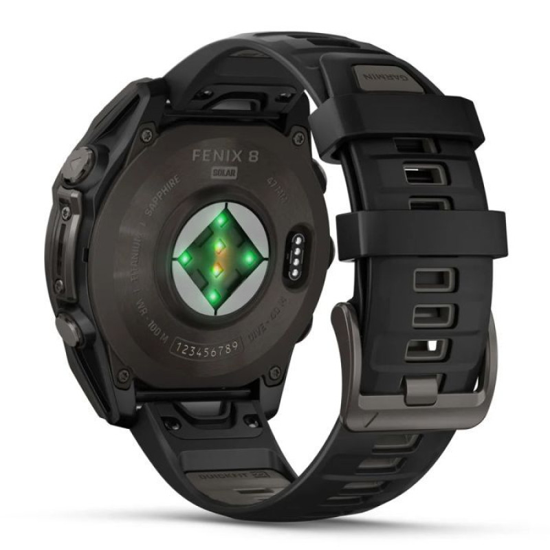 Смарт-годинник Garmin Fenix8 47mm SolarSapphire CarbonGray DLC Titanium w.Black/Pebble Gray S.Band (010-02906-11)