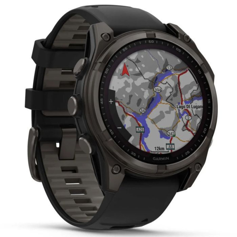 Смарт-годинник Garmin Fenix8 47mm SolarSapphire CarbonGray DLC Titanium w.Black/Pebble Gray S.Band (010-02906-11)