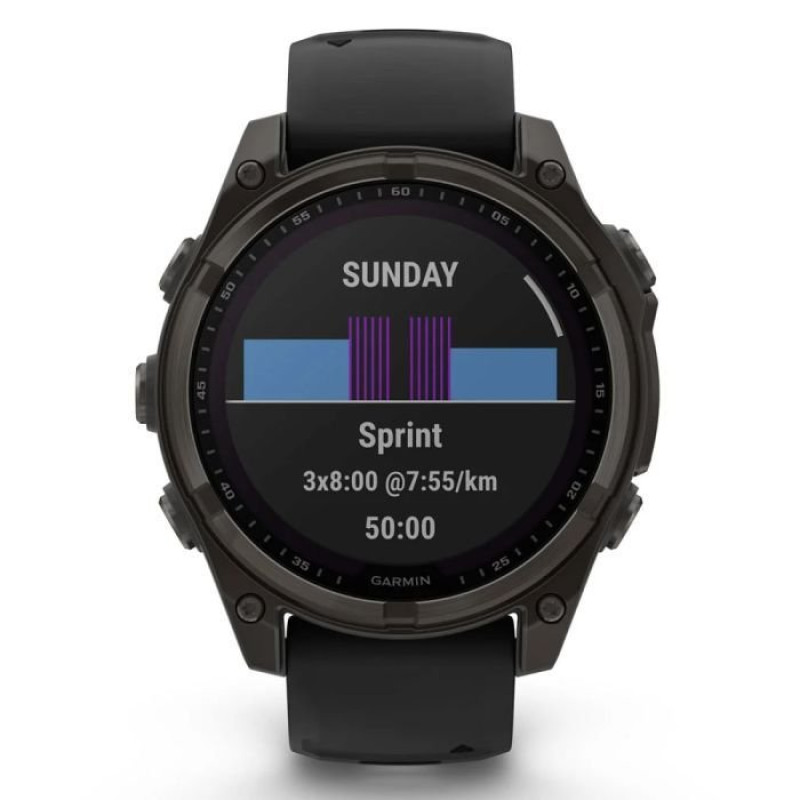 Смарт-годинник Garmin Fenix8 47mm SolarSapphire CarbonGray DLC Titanium w.Black/Pebble Gray S.Band (010-02906-11)