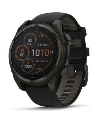 Смарт-годинник Garmin Fenix8 51mm SolarSapphire CarbonGray DLC Titanium w.Black/Pebble Gray S.Band (010-02907-11)