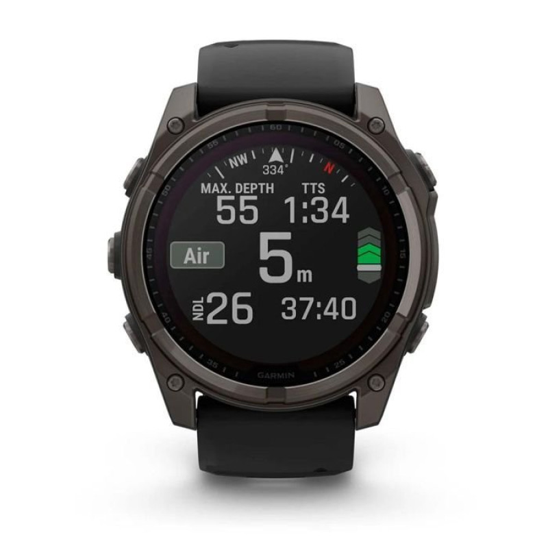 Смарт-годинник Garmin Fenix8 51mm SolarSapphire CarbonGray DLC Titanium w.Black/Pebble Gray S.Band (010-02907-11)