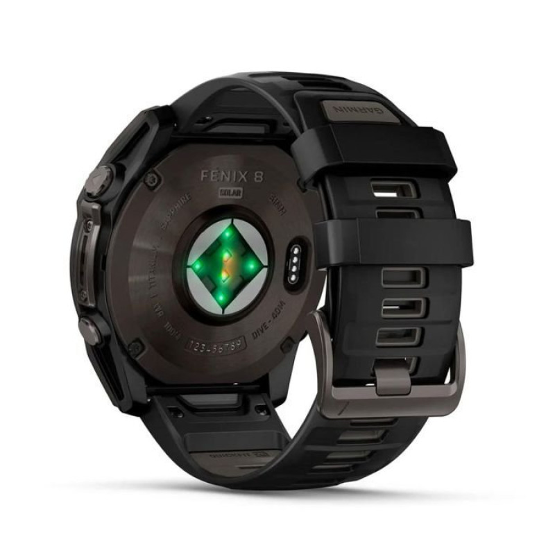 Смарт-годинник Garmin Fenix8 51mm SolarSapphire CarbonGray DLC Titanium w.Black/Pebble Gray S.Band (010-02907-11)