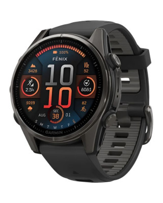 Смарт-годинник Garmin Fenix8 43mm AMOLED Sapphire CarbonGray DLC Tit.w.Black/Pebble Gray S.Band (010-02903-21)