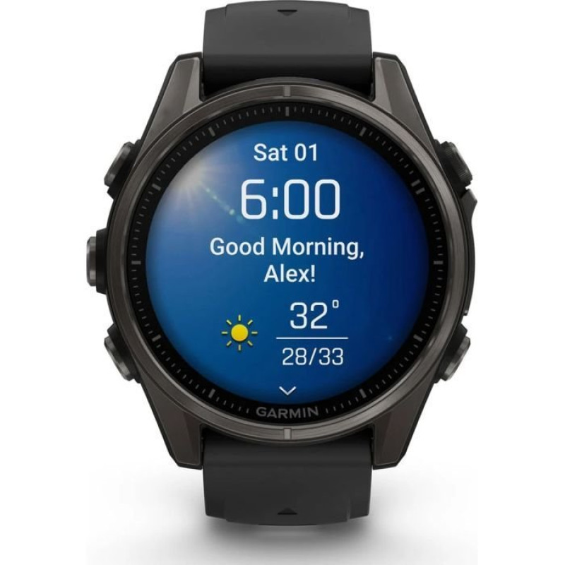 Смарт-годинник Garmin Fenix8 43mm AMOLED Sapphire CarbonGray DLC Tit.w.Black/Pebble Gray S.Band (010-02903-21)