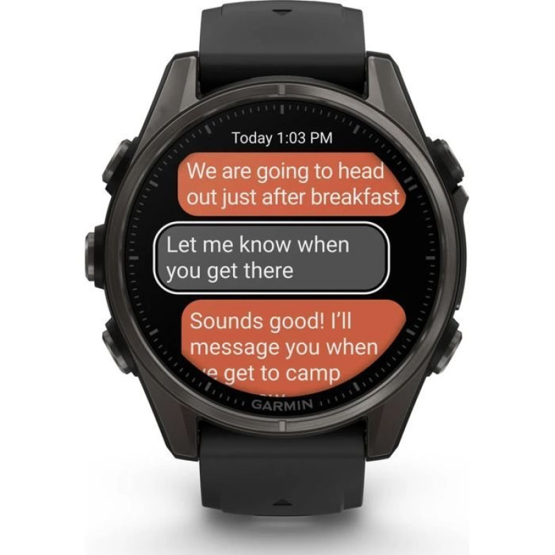 Смарт-годинник Garmin Fenix8 43mm AMOLED Sapphire CarbonGray DLC Tit.w.Black/Pebble Gray S.Band (010-02903-21)