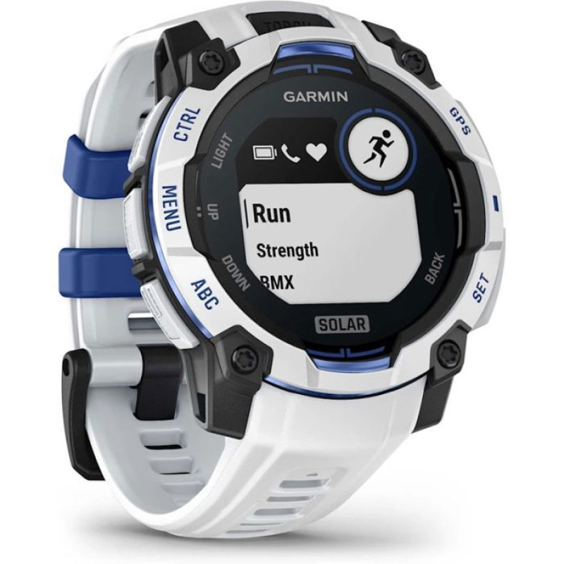 Смарт-годинник Garmin Instinct 3 45mm Solar Whitestone with Whitestone/Bolt Blue Silicone Band (010-02934-03)
