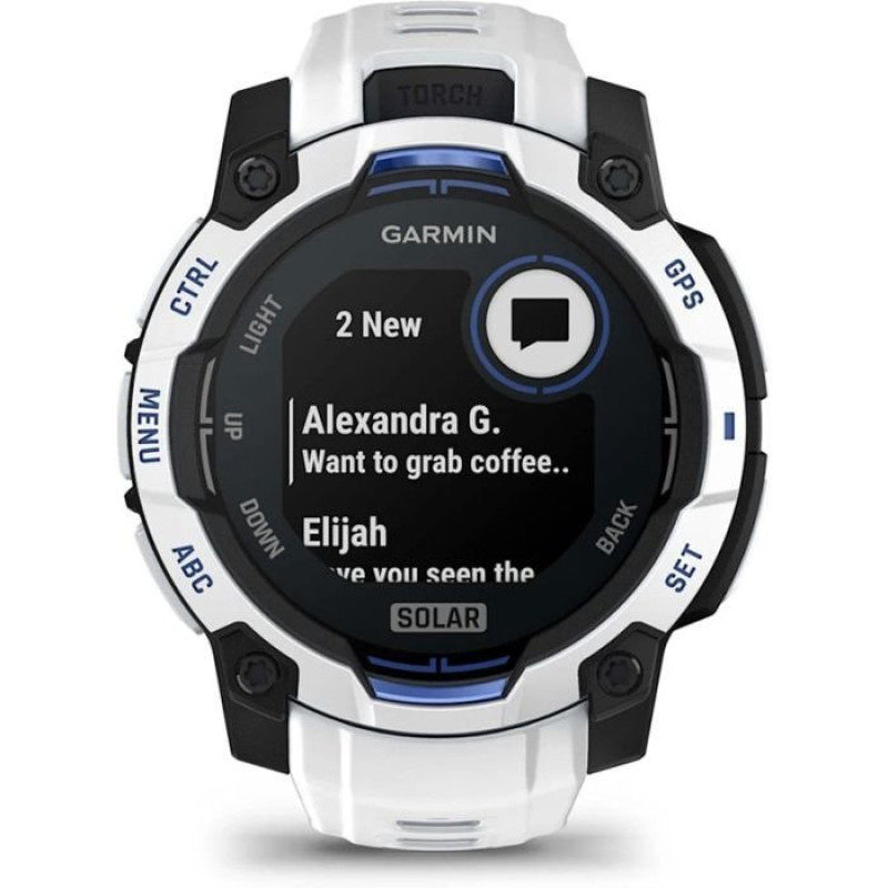 Смарт-годинник Garmin Instinct 3 45mm Solar Whitestone with Whitestone/Bolt Blue Silicone Band (010-02934-03)