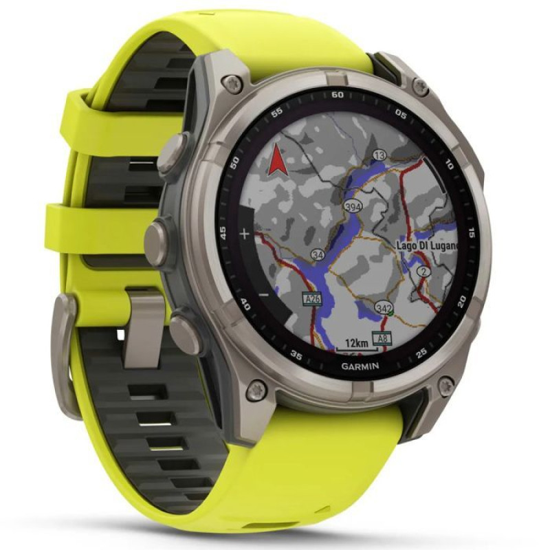 Смарт-годинник Garmin Fenix8 47mm Solar Sapphire Titanium w.Amp Yellow/Graphite Silicone Band (010-02906-21)