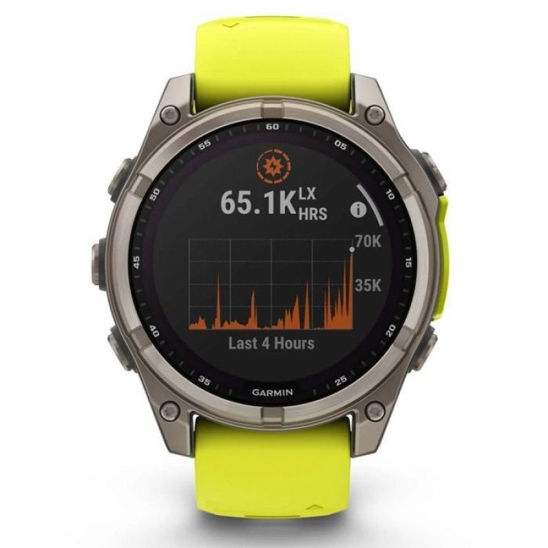 Смарт-годинник Garmin Fenix8 47mm Solar Sapphire Titanium w.Amp Yellow/Graphite Silicone Band (010-02906-21)