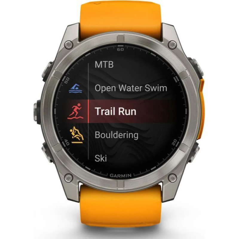 Смарт-годинник Garmin Fenix8 51mm AMOLED SapphireTitanium w.Spark Orange/Graphite Silicone Band (010-02905-11)