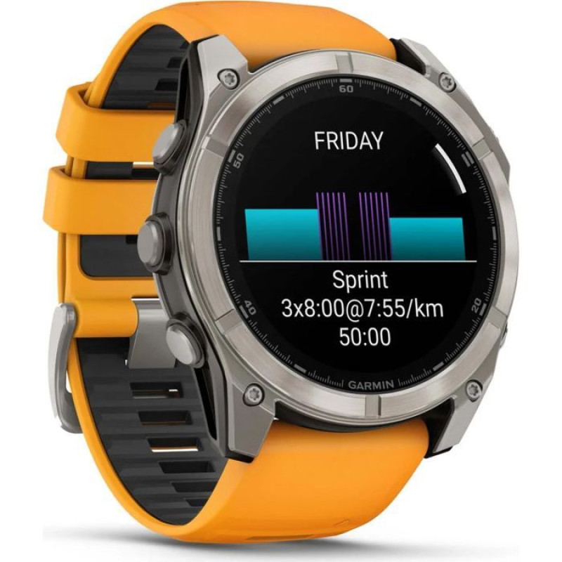 Смарт-годинник Garmin Fenix8 51mm AMOLED SapphireTitanium w.Spark Orange/Graphite Silicone Band (010-02905-11)