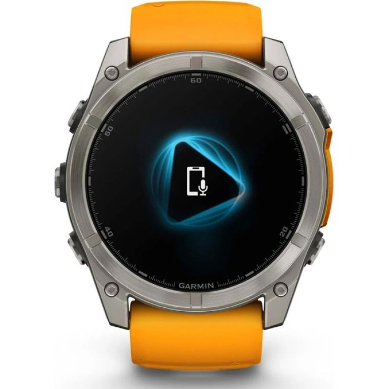 Смарт-годинник Garmin Fenix8 51mm AMOLED SapphireTitanium w.Spark Orange/Graphite Silicone Band (010-02905-11)