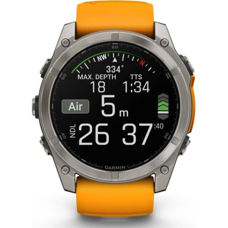 Смарт-годинник Garmin Fenix8 51mm AMOLED SapphireTitanium w.Spark Orange/Graphite Silicone Band (010-02905-11)