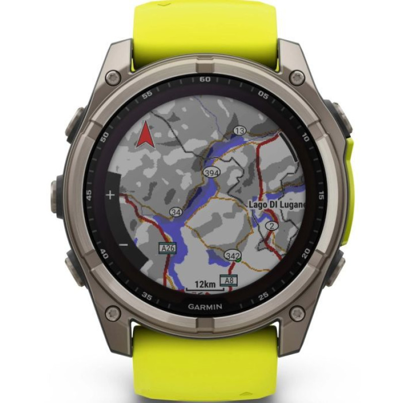 Смарт-годинник Garmin Fenix8 51mm Solar Sapphire Titanium w.Amp Yellow/Graphite Silicone Band (010-02907-21)