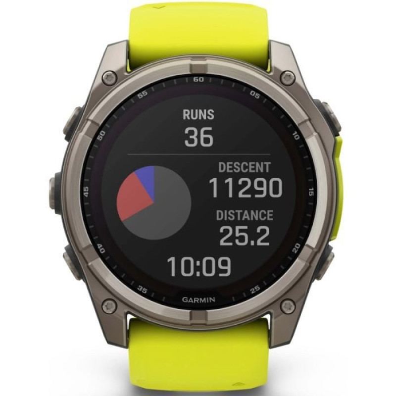 Смарт-годинник Garmin Fenix8 51mm Solar Sapphire Titanium w.Amp Yellow/Graphite Silicone Band (010-02907-21)