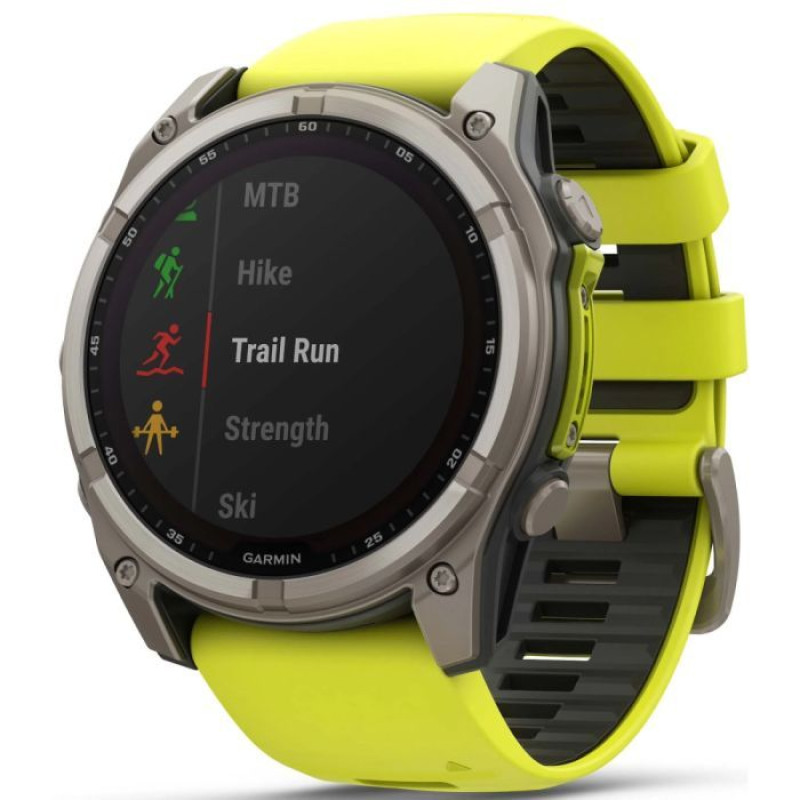 Смарт-годинник Garmin Fenix8 51mm Solar Sapphire Titanium w.Amp Yellow/Graphite Silicone Band (010-02907-21)