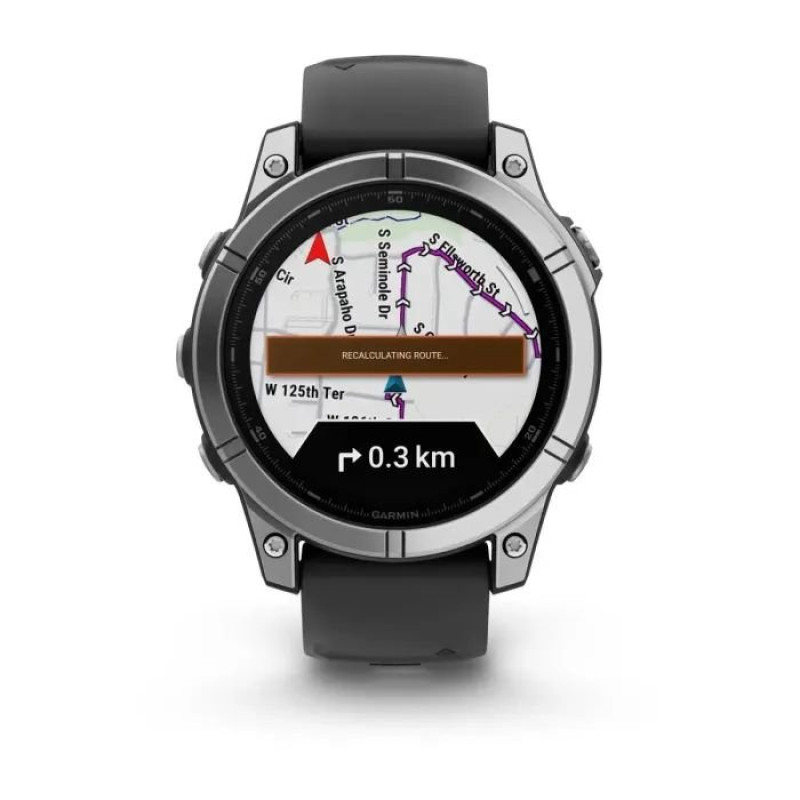 Смарт-годинник Garmin Fenix E 47mm AMOLED Stainless Steel with Black Silicone Band (010-03025-02/00)