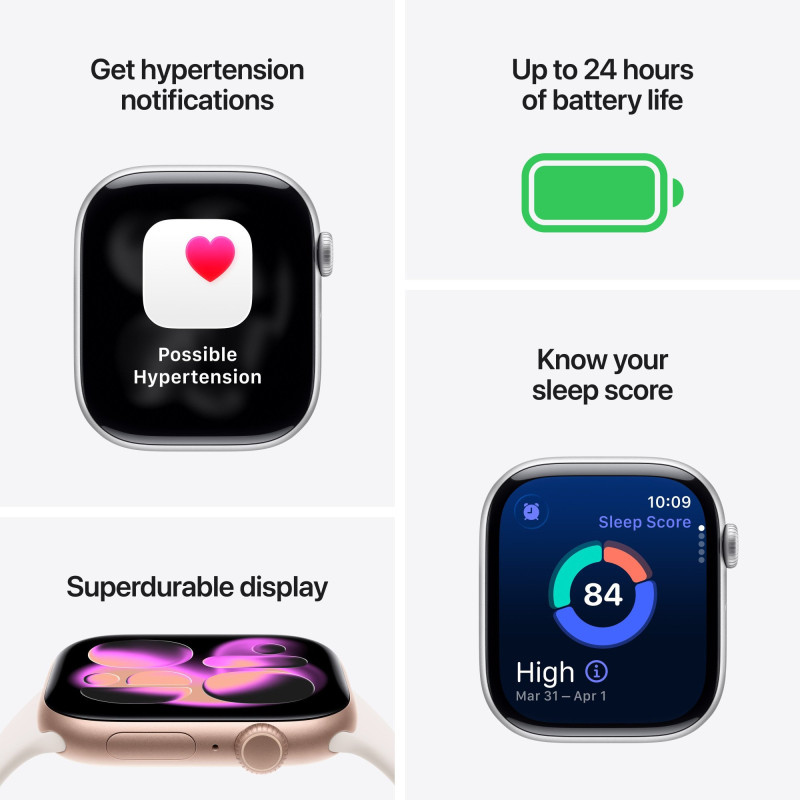 Смарт-годинник Apple Watch Series 11 GPS 42mm Silver Alu. Case w. Purple Fog S. Band - S/M (MEU64)