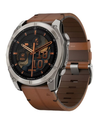 Смарт-годинник Garmin Fenix 8 51mm AMOLED Sapphire Carbon grey DLC w. Chestnut Leather Band (010-02905-40)