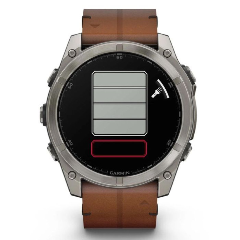 Смарт-годинник Garmin Fenix 8 51mm AMOLED Sapphire Carbon grey DLC w. Chestnut Leather Band (010-02905-40)