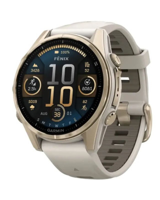 Смарт-годинник Garmin Fenix8 43mm AMOLED Sapphire Soft Gold w.Fog Gray/Dark Sandstone S.Band (010-02903-11)