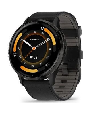 Смарт-годинник Garmin Venu 3 Slate S. Steel Bezel w. Black Case and Leather Band (010-02784-52)