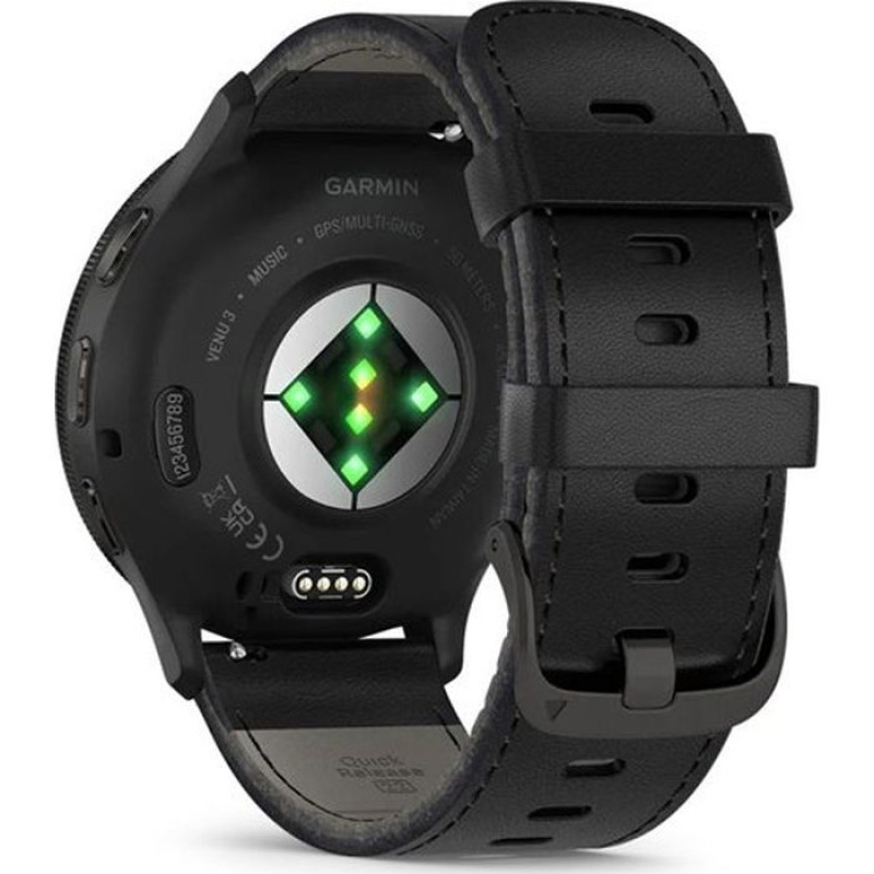 Смарт-годинник Garmin Venu 3 Slate S. Steel Bezel w. Black Case and Leather Band (010-02784-52)