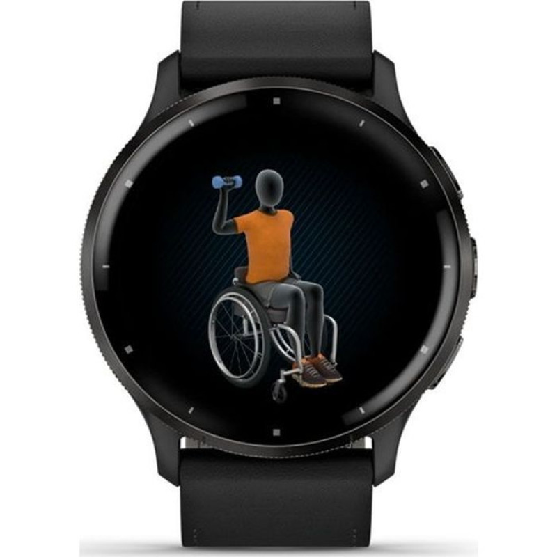 Смарт-годинник Garmin Venu 3 Slate S. Steel Bezel w. Black Case and Leather Band (010-02784-52)