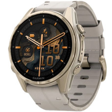 Смарт-годинник Garmin fenix 8 43mm, AMOLED, Saph, SftGldSS/FogGryLeatherBnd, Excl, GPS (010-02903-40)
