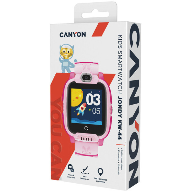 Смарт-часы Canyon CNE-KW44PP Jondy KW-44, Дитячий розумний годинник Pink (CNE-KW44PP)
