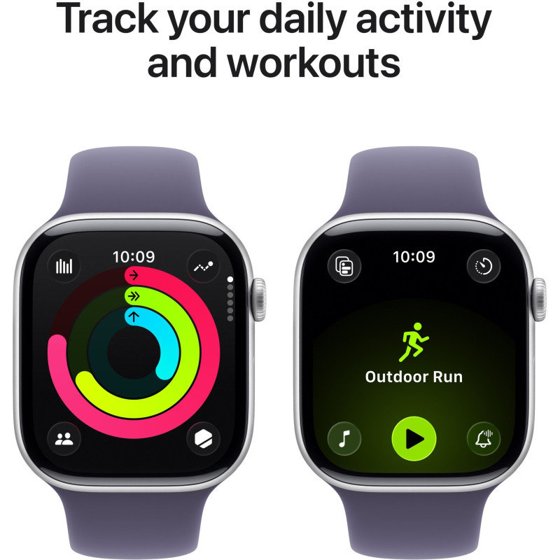 Смарт-годинник Apple Watch Series 11 GPS 46mm Silver Alu. Case w. Purple Fog S. Band - S/M (MEV94RK/A)