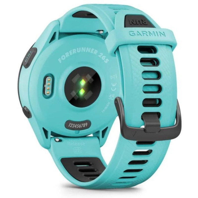 Смарт-годинник Garmin Forerunner 265 Black Bezel w. Aqua Case and Aqua/Black Silicone Band (010-02810-12)
