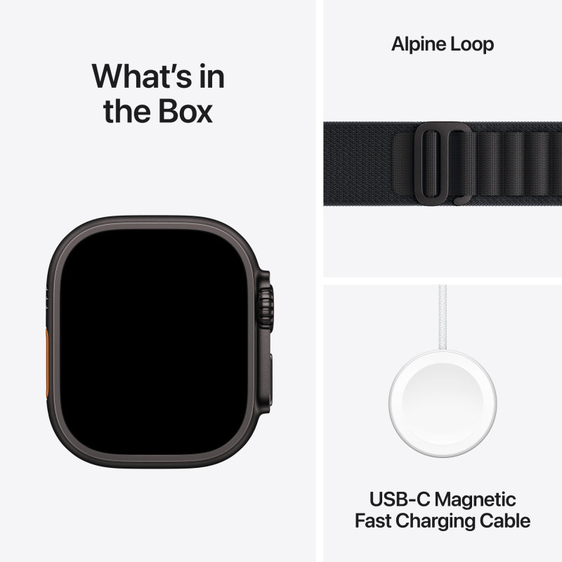 Смарт-годинник Apple Watch Ultra 3 GPS + Cellular 49mm Black Tit. Case w. Black Alpine Loop - Medium (MF0V4QP/A)