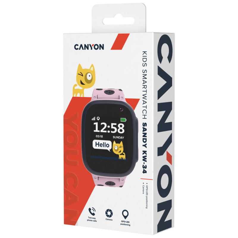 Дитячий смарт-годинник Canyon Sandy KW-34 Pink (CNE-KW34PP)