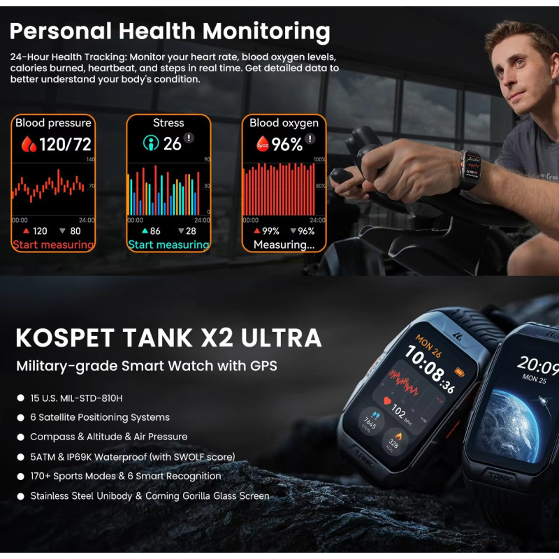 Смарт-годинник KOSPET TANK X2 ULTRA BLACK