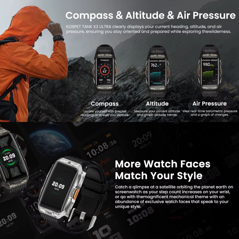 Смарт-годинник KOSPET TANK X2 ULTRA BLACK