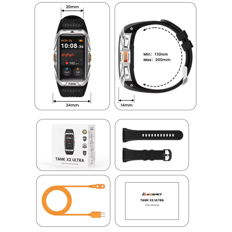 Смарт-годинник KOSPET TANK X2 ULTRA BLACK