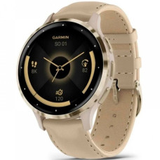 Смарт-годинник Garmin Venu3S Soft Gold S.Steel Bezel w.French GrayCase and Leather Band (010-02785-55)