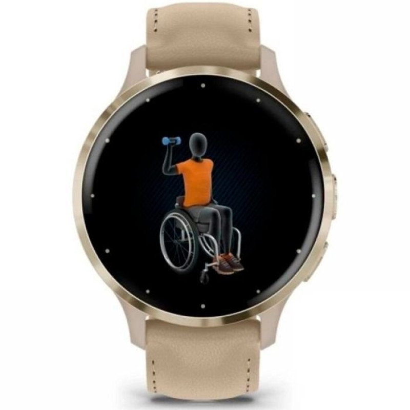 Смарт-годинник Garmin Venu3S Soft Gold S.Steel Bezel w.French GrayCase and Leather Band (010-02785-55)