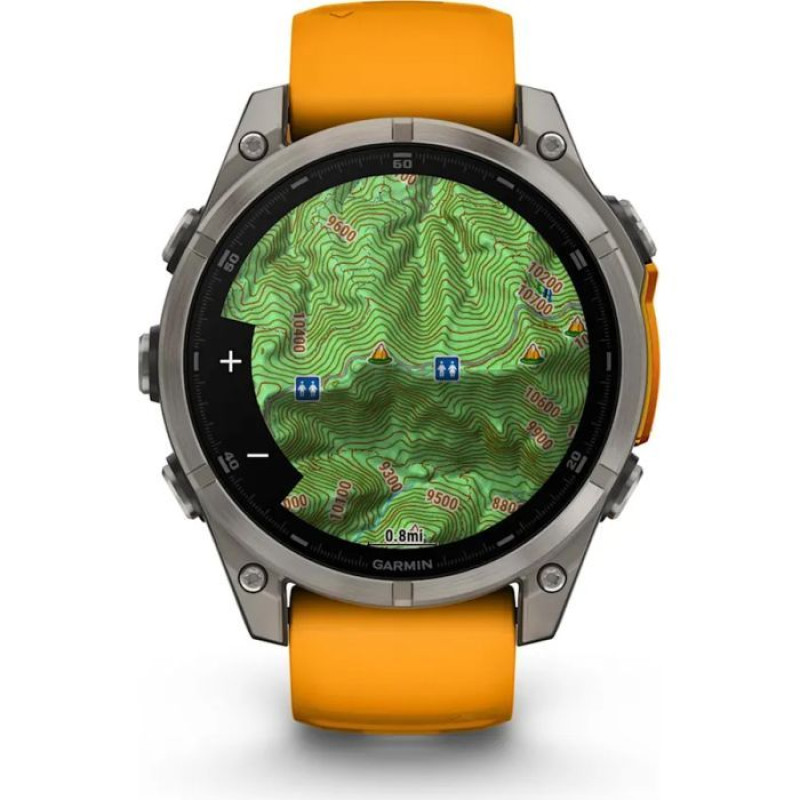 Смарт-годинник Garmin Fenix8 47mm AMOLED Sapphire Titanium w.Spark Orange/Graphite Silicone Band (010-02904-11)