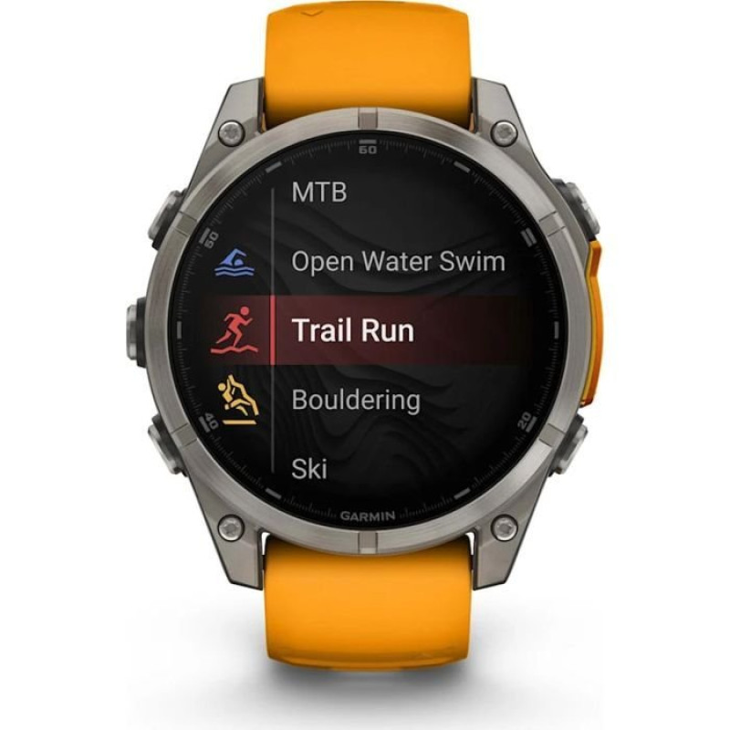 Смарт-годинник Garmin Fenix8 47mm AMOLED Sapphire Titanium w.Spark Orange/Graphite Silicone Band (010-02904-11)